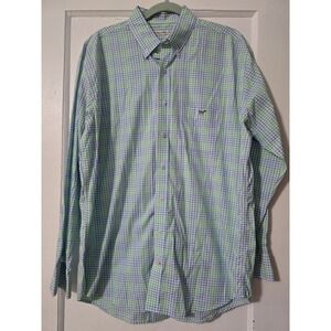Southern Pines Co Mens Button Up Blue Green Check Size Large